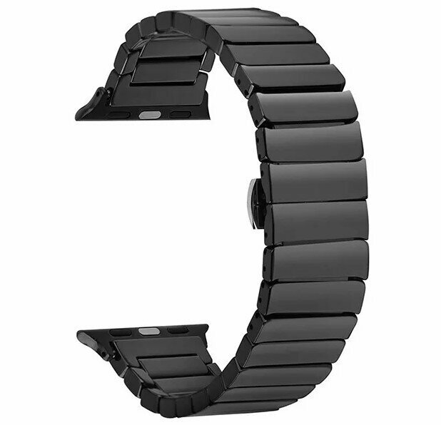 Керамический черный блочный ремешок с застежкой для Apple Watch 38-40-41 mm, Series 1-9, SE, / Браслет для умных смарт часов Эпл Вотч 38/40/41 мм