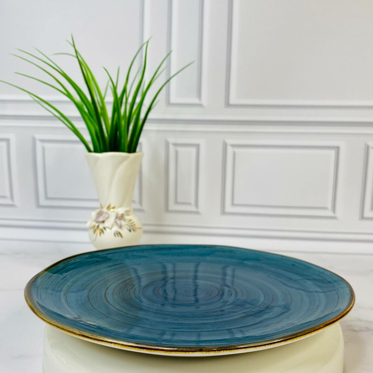 фото Блюда плоская сенарт лазурит " объем 200 МЛ , цвет синий , диаметр 20 см "