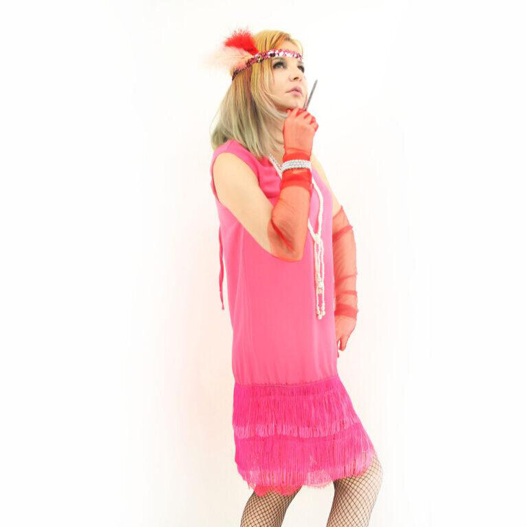 Платье Гэтсби эпохи с бахромой в стиле 20х Чикаго- розовое- 42 -44-