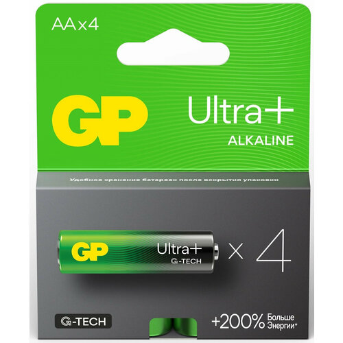 батарея gp aa 15a cp2 ultra 1500mah bl2 Батарея GP Ultra Plus Alkaline 15AUPA21-2CRSB4 AA (4шт) блистер