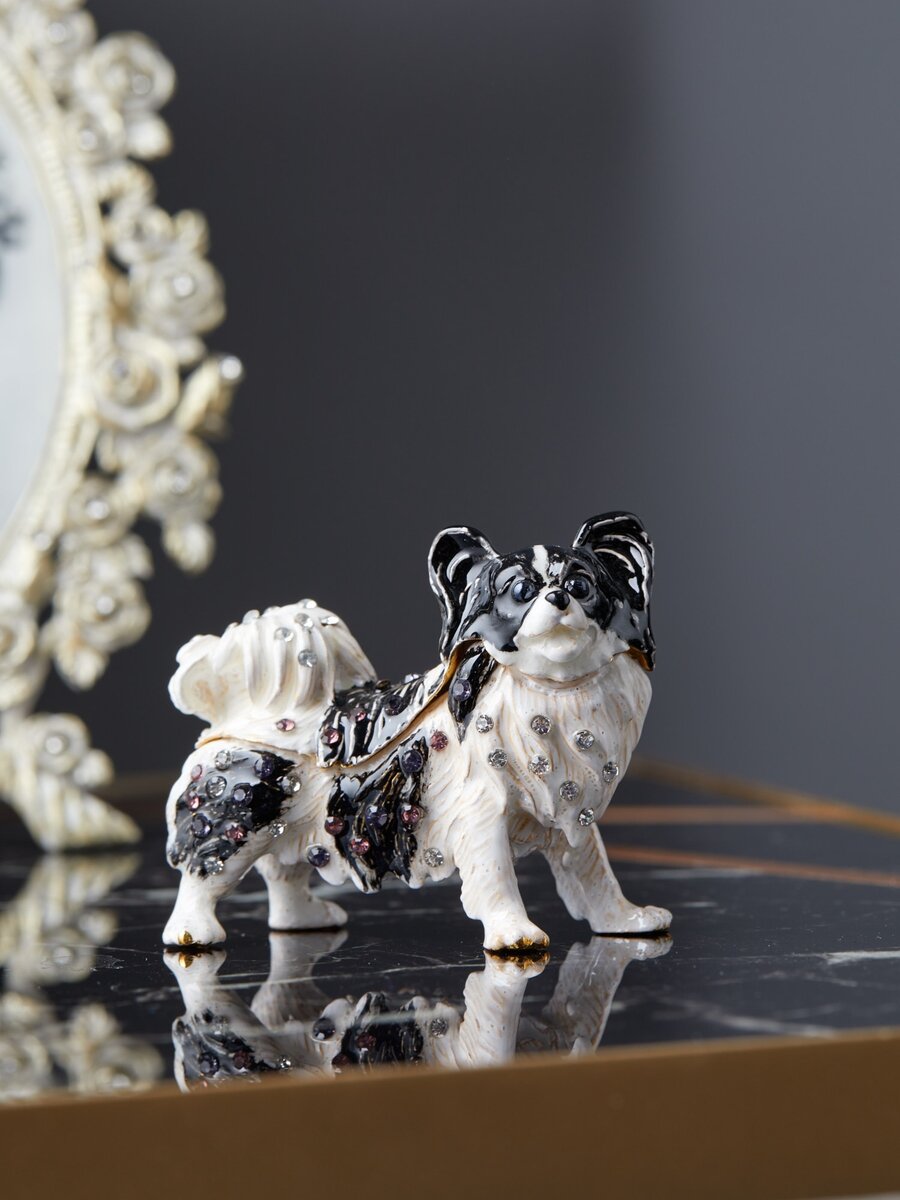 фото 39-078 Шкатулка для драгоценностей со стразами Собачка 6x5x3см, Glasar