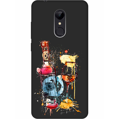 Матовый Soft Touch силиконовый чехол на Xiaomi Redmi 5, Сяоми Редми 5 с 3D принтом Aquarelle Wine черный матовый soft touch силиконовый чехол на xiaomi redmi 6 сяоми редми 6 с 3d принтом aquarelle wine черный