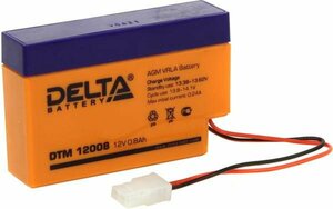 Delta DTM 12008 (0.8 А\\\\ч, 12В) свинцово- кислотный аккумулятор