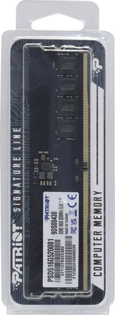 Оперативная память Patriot Signature DDR5 - 16Gb, 5200 МГц, DIMM, CL42 (psd516g520081) - фото №10