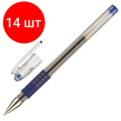 Комплект 14 штук, Ручка гелевая неавтомат. PILOT BLGP-G1-5 резин. манжет. синяя 0.3мм ручка гелевая неавтомат pilot blgp g1 5 резин манжет синя