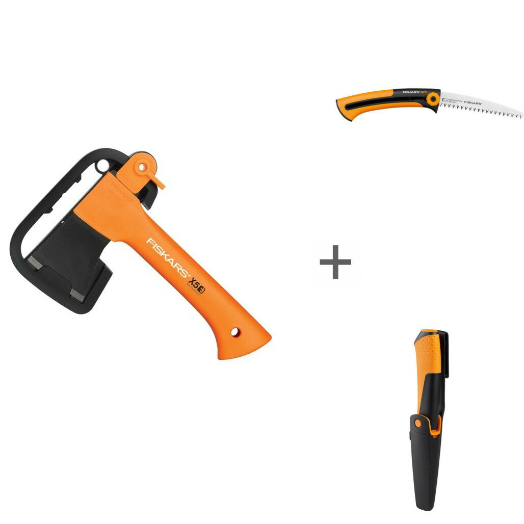 Универсальный топор Fiskars XXS X5 + Пила SW73 + Нож