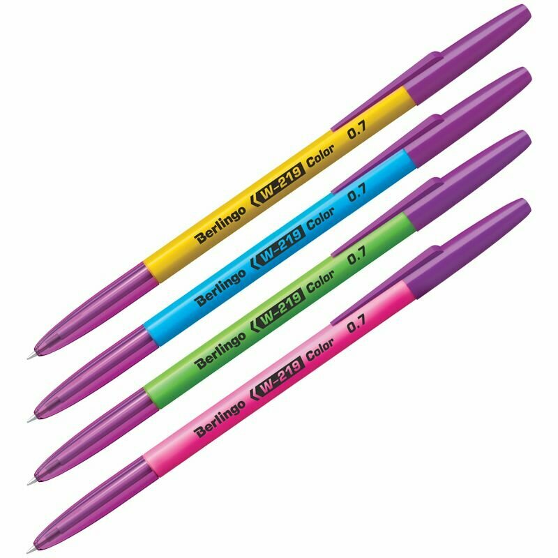 Ручка шариковая Berlingo "W-219 Color" синяя, 0,7мм (1 шт)