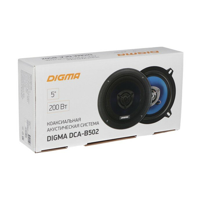 Колонки автомобильные Digma DCA-B502 200Вт 90дБ 4Ом 13см (5дюйм) (ком:2кол.) коаксиальные двухполос