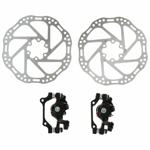 Тормозной комплект, задний и передний, DSC-310/RPT004B, механический, дисковый, ротор 160 мм, калипер тормозной комплект для велосипеда кнр задний передний механический дисковый ротор 160 мм