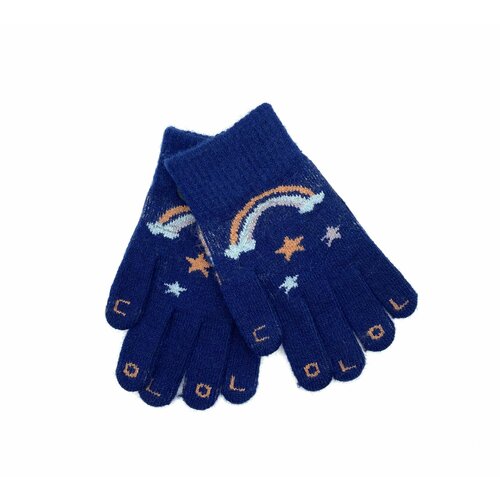 фото Перчатки , размер 5, 6-8 лет, синий корона gloves
