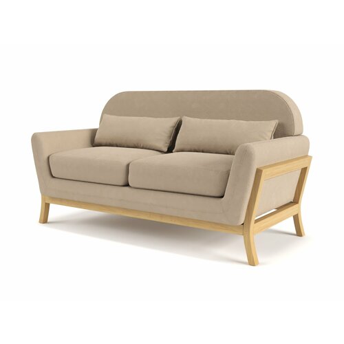 Небольшой диван Soft Element Эрлинг Ivory двухместный, массив дерева, шенилл, скандинавский лофт, на кухню, на веранду