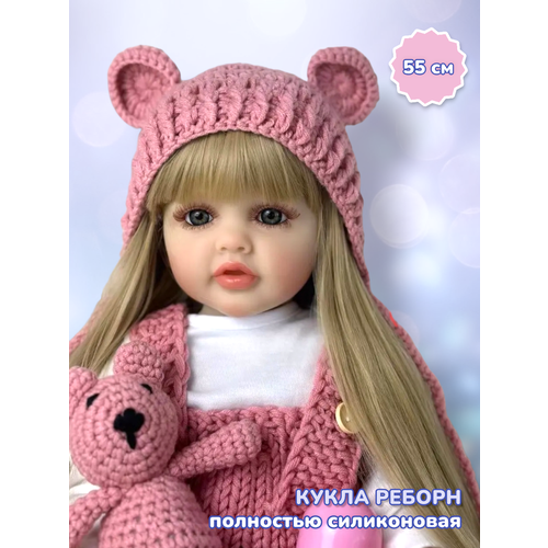 Кукла Реборн reborn силиконовая 55см, блондинка силиконовая кукла реборн reborn dolls девочка бэби 55 см блондинка в панаме