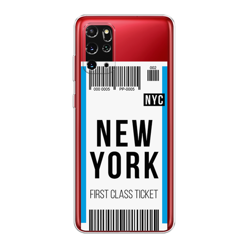 Силиконовый чехол на Samsung Galaxy S20 Plus / Самсунг Галакси S20 Плюс Билет в Нью-Йорк, прозрачный