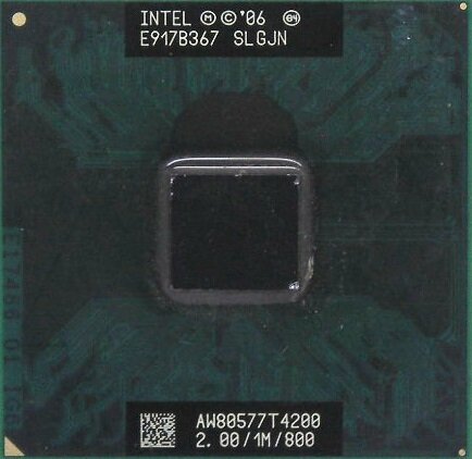 Процессор для ноутбука Intel Dual Core Mobile T4200 2,00/1M/800 Penryn-3M Socket P SLGJN