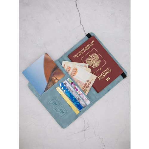 фото Обложка для паспорта обложка органайзер для паспорта 23-044, голубой нет бренда