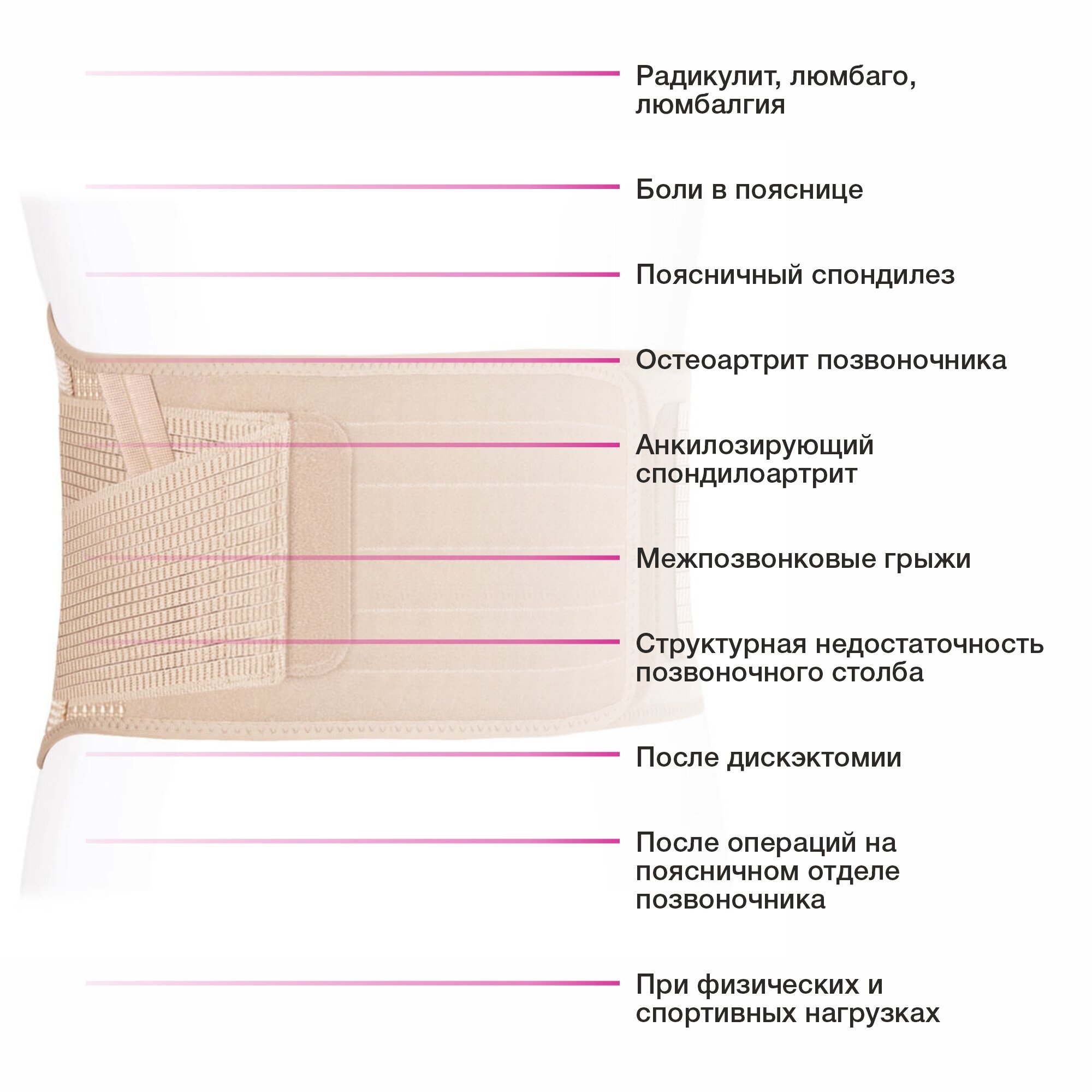 Корсет пояснично - крестцовый полужесткой фиксации (высота 25 см.) ПРР-125 р. M