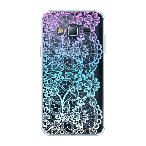 Силиконовый чехол на Samsung Galaxy J3 2016 / Самсунг Галакси J3 2016 Радужный кружевной узор, прозрачный силиконовый чехол на samsung galaxy j3 2016 самсунг галакси j3 2016 glitch art