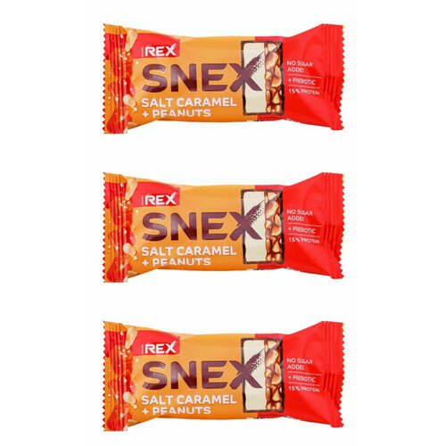 Батончик SNEX, Солёная карамель глазированный с протеином без сахара 50 гр, 3 шт. хлебцы протеиновые protein rex crispy кокосовый крамбл 55 г