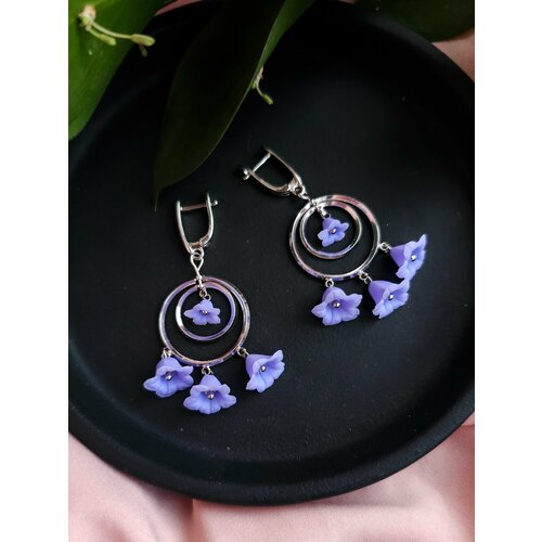 Серьги SPEKTOR_V, серебряный, фиолетовый