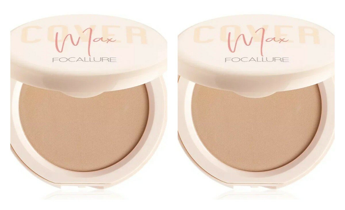 Пудра для лица Focallure, Covermax Two way cake Pressed Powder, тон 03, 6,8 гр, 2 шт