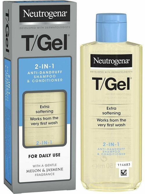 Neutrogena, T/Gel Шампунь + кондиционер для лечения псориаза, зуда и перхоти,150 мл