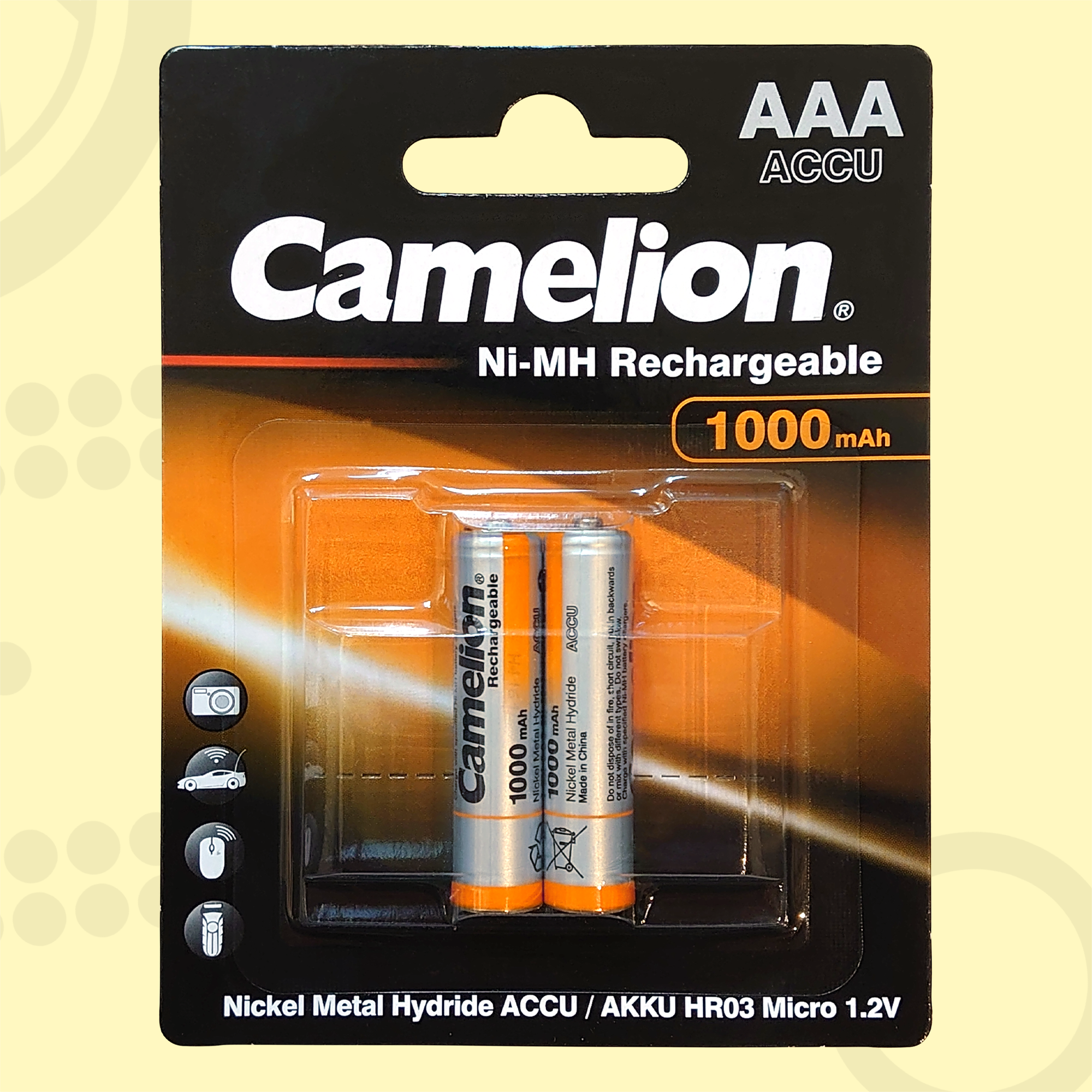 Camelion AAA (HR03) 1000 mAh | 1,2 вольта, Аккумулятор (NiMH) - 2шт.