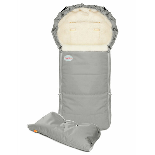 комплект чудо чадо frost конверт муфта 92 см карамель Комплект зимний: конверт для новорожденного и муфта на коляску Frost серебристый
