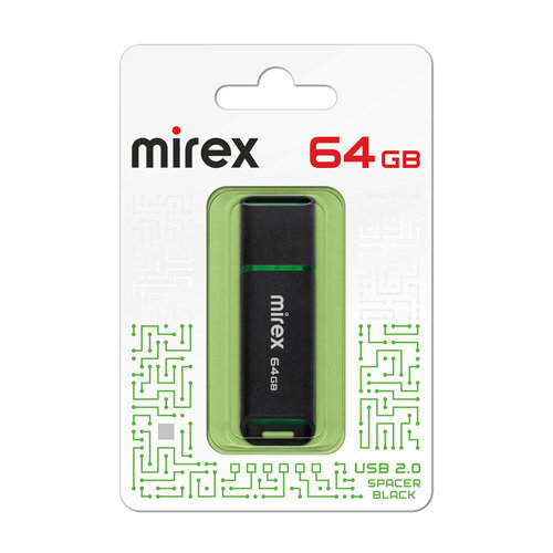 Флешка Mirex Spacer (13600-FMUSBK64) черный 64Gb (USB2.0)