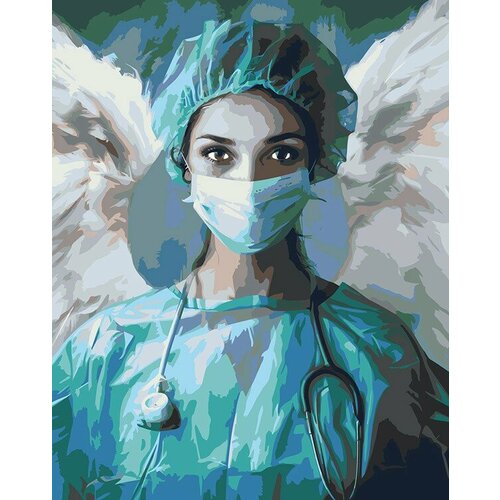 Картина по номерам Медицина: девушка врач, ангел хранитель