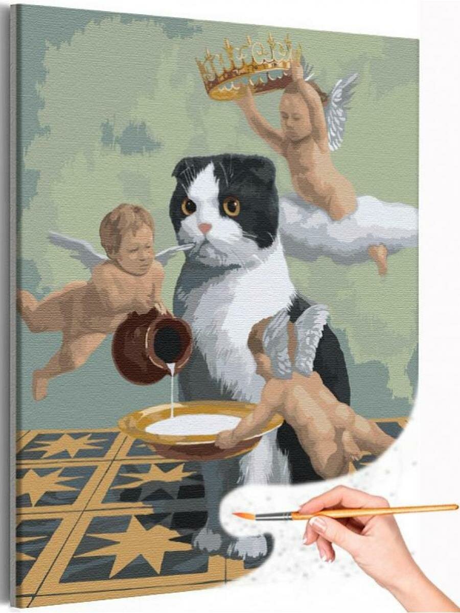 Котики Котик Кот Животные Кошка Ангелы Раскраска картина по номерам на холсте с металлической краской 40х50