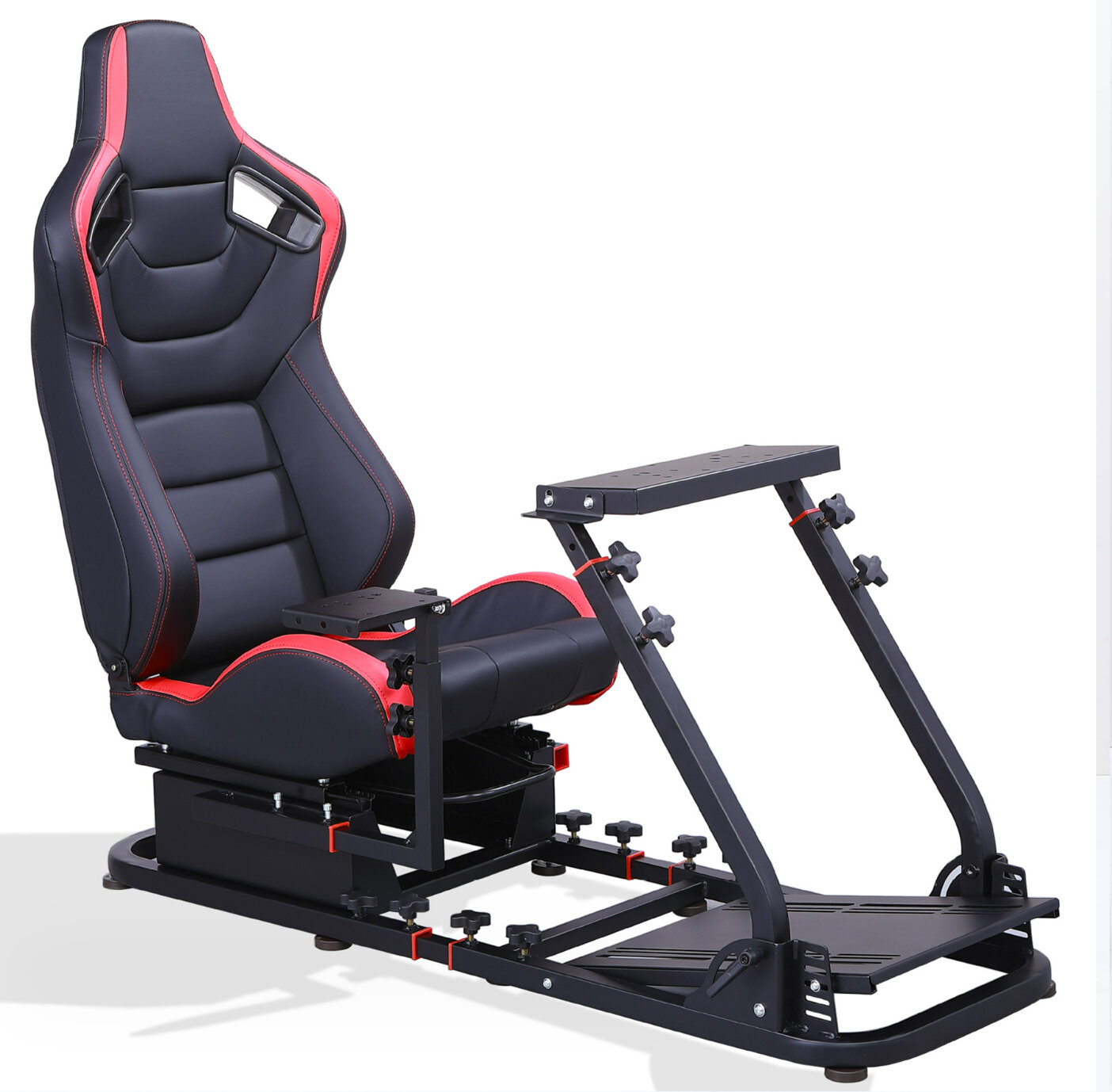 Игровое кресло автосимулятор MOOBY VRS подставка для игровых рулей, кокпит черный с красной вставкой