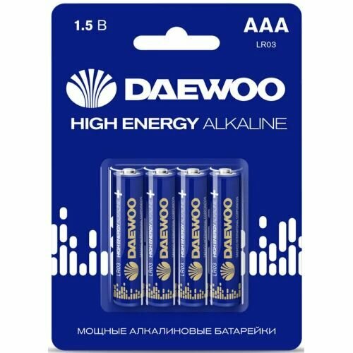 Батарейки DAEWOO LR03/4BL High Energy Alkaline, 4 уп. батарейки алкалиновые daewoo energy alkaline 32 шт lr6ea hb32 пальчиковые