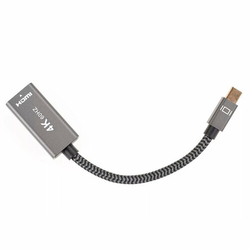 Адаптер miniDP --> HDMI-F 0.15м , оплетка, 4K@60Hz, Telecom (TA565) VCOM Адаптер-переходник Telecom Mini DisplayPort M/HDMI F (TA565) аксессуар telecom mini displayport m hdmi m 1 8m ta696 1 8m