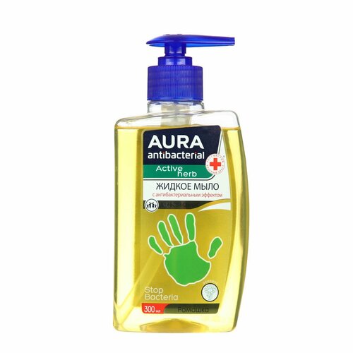 Жидкое мыло Aura «Для всей семьи», с антибактериальным эффектом, ромашка, 300 мл жидкое мыло aura для всей семьи с антибактериальным эффектом с ромашкой 300 мл