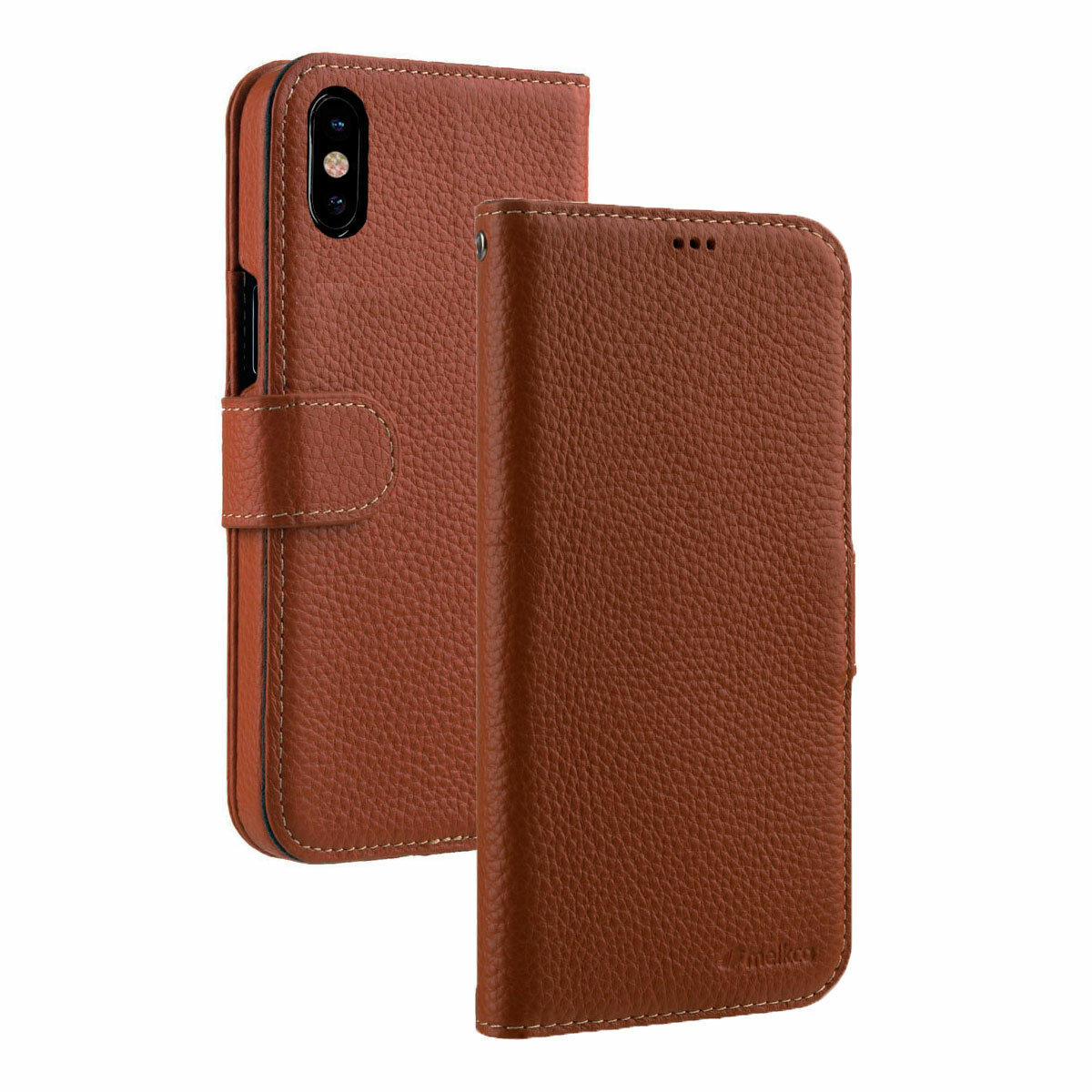 Кожаный чехол книжка Melkco для Apple iPhone X/XS - Wallet Book Type, коричневый