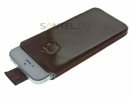 Кожаный чехол с язычком VIP BOX ЛАК для iPhone 5 коричневый