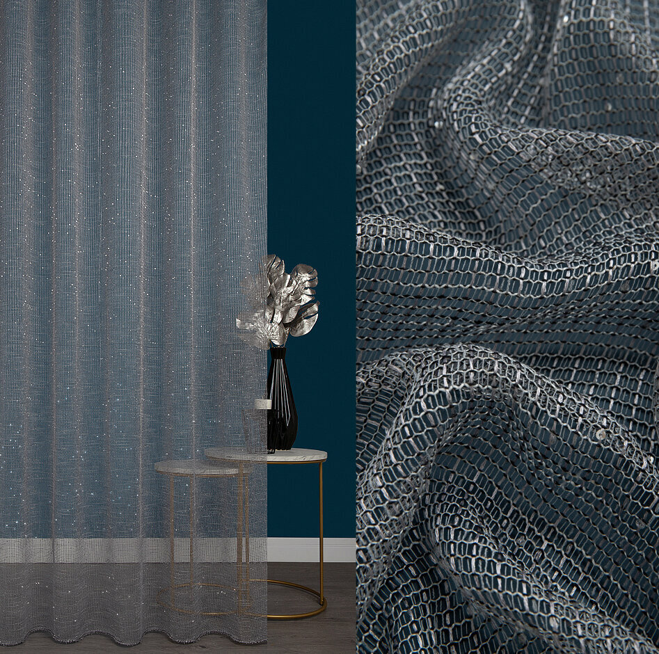 фото Тюль Amore Mio 300х270 см, для спальни, гостинной, кабинета, кухни, детской, сетка, однотонный серый