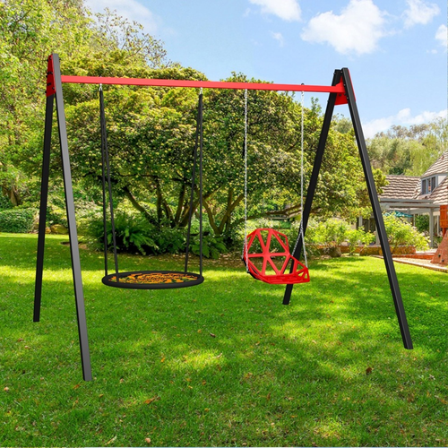 Уличные качели Sv Sport Maxi УК158.3П2 (длина рамы 3.0м / качели Гнездо 0.8м + Пластиковые со спинкой / Подвесы для качелей на подшипниках 2 комп.)