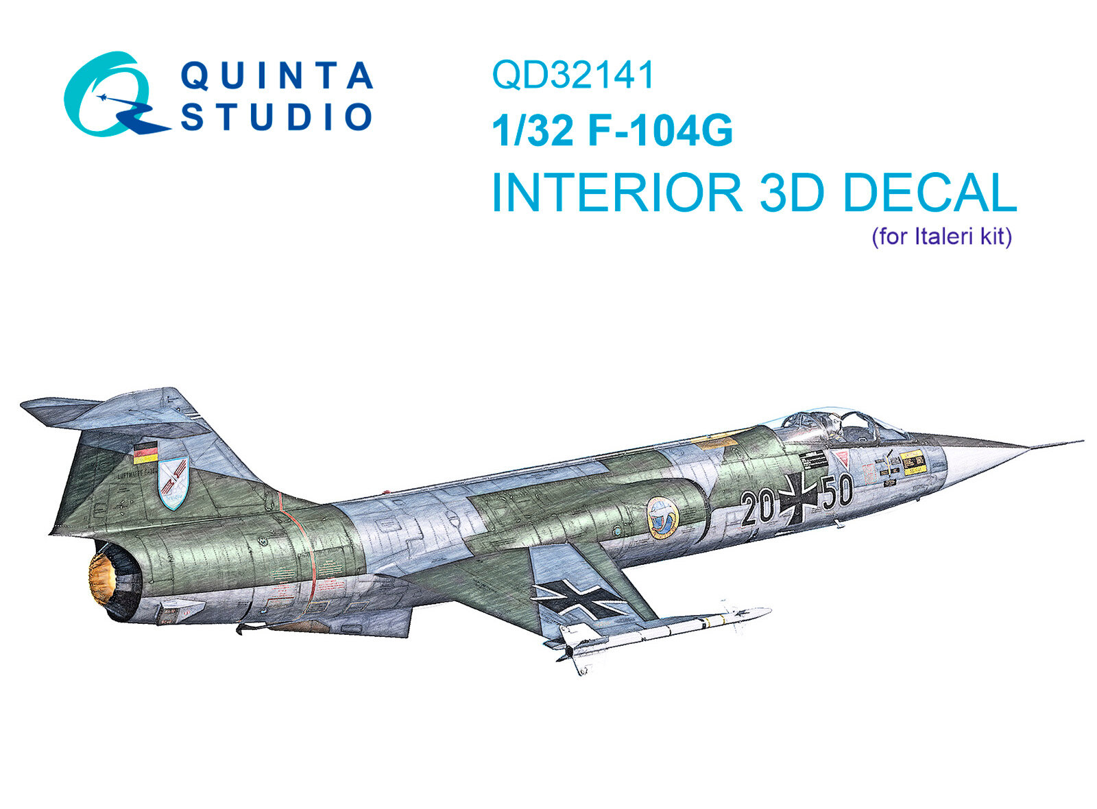 QD32141 3D Декаль интерьера кабины F-104G (Italeri)