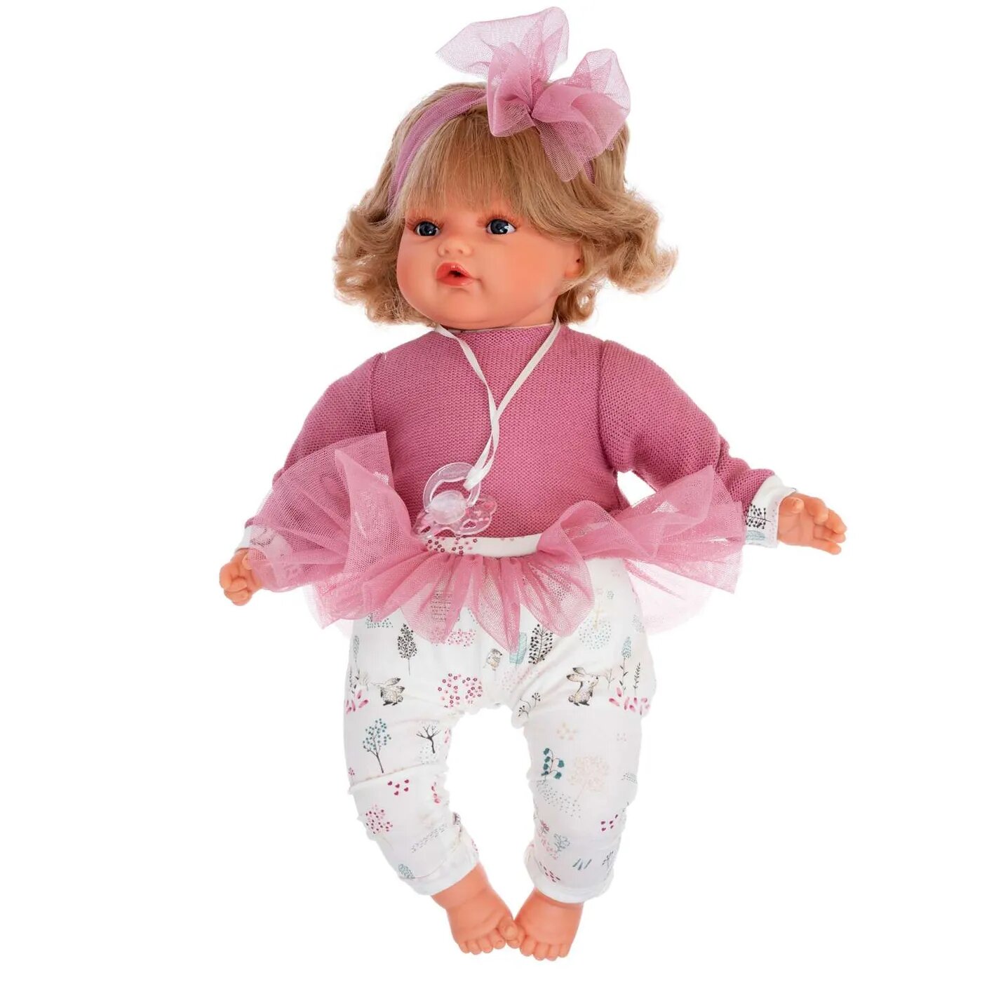 Кукла озвученная Antonio Juan Лорена в розовом 42 см плачет мягконабивная