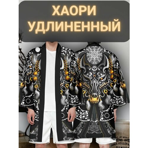 фото Халат anet, размер 3xl, белый, черный