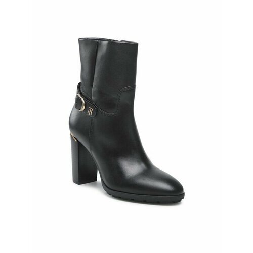 Ботинки TOMMY HILFIGER, размер EU 40, черный women s pointy toe stiletto super high heel over knee high boots with belt side zipper print leather autumn and winter sexy