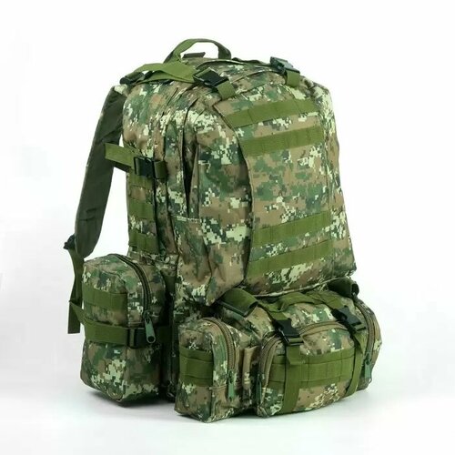 Штурмовой тактический военный рюкзак 55 литров со съёмными подсумками и ситемой Молле из водонепроницаемой ткани цвет Мультикам тактический рюкзак 100л мультикам