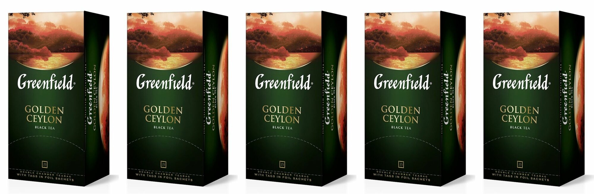 Greenfield Чай в пакетиках Golden Ceylon черный, 25 шт х 2 г, 50 г, 5 уп