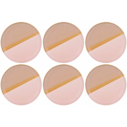 Набор тарелок Десертных Обеденных 21 см на 6 персон Bronco Sunset, Фарфор, Мелкие Закусочные Белые, 6 Шт набор посуды