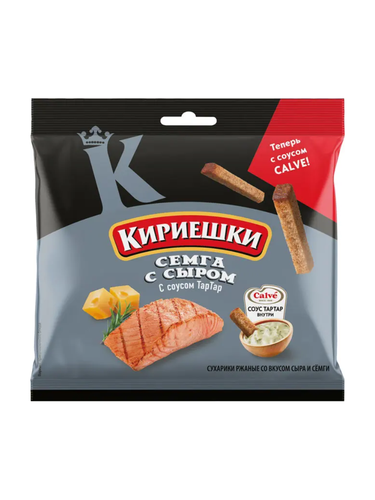 «Кириешки», сухарики со вкусом семги с сыром и соусом тар-тар, 85 г ...