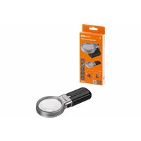 TDM Лупа ручная круглая, d 60 мм, 3-х крат. увел, рукоятка-трансформер, LED подсветка, 2хАА, 