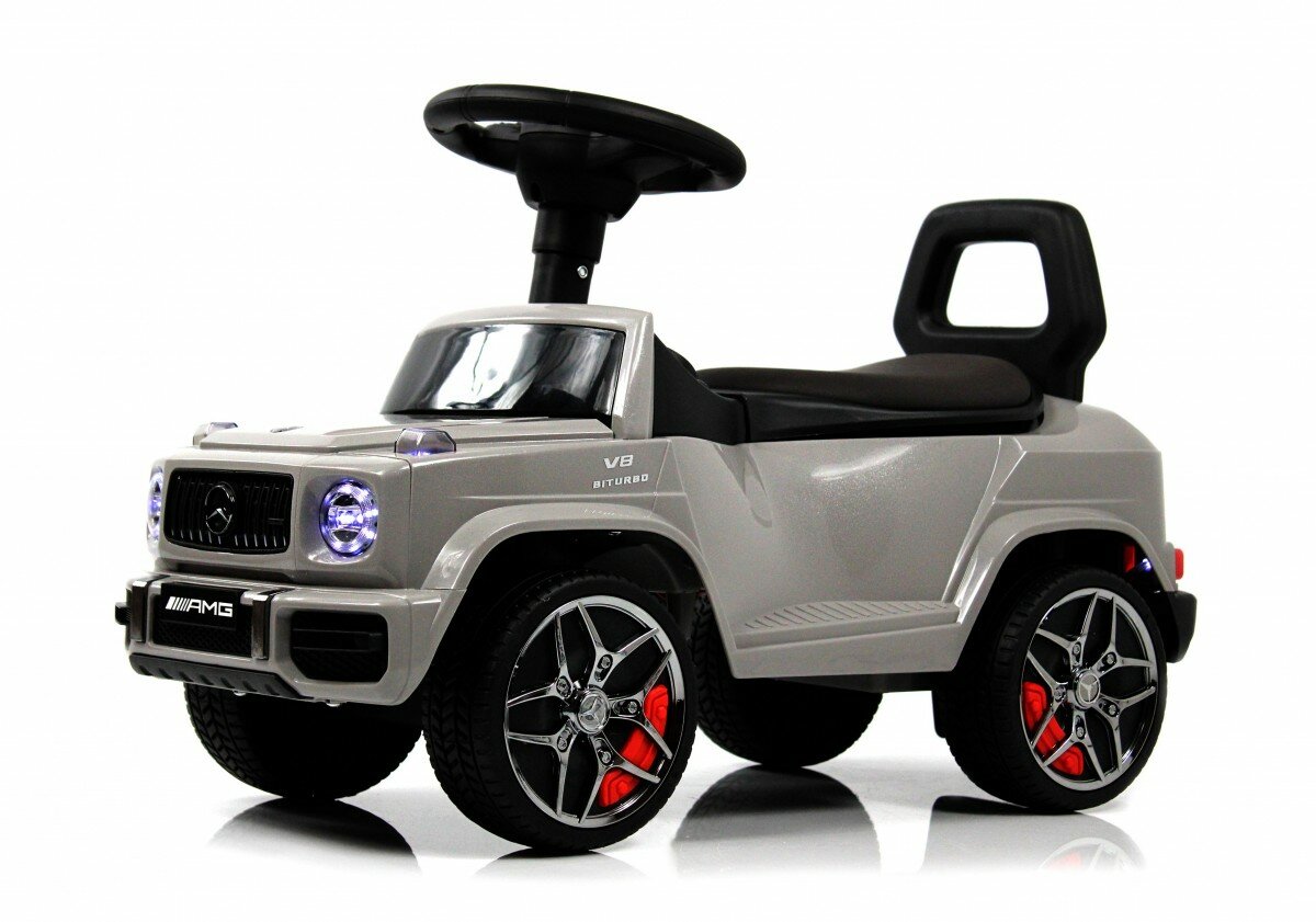 Детский толокар RiverToys Z001ZZ-D серый машинка-каталка для детей музыкальный руль подсветка кожаное сиденье