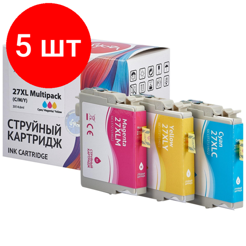 Комплект 5 наб, Картридж струйный Sakura C13T27154022 27XL вод наб для Epson WF-7110DTW комплект 3 штук картридж струйный sakura c13t27144010 27xl y вод жел для epson wf 7110dtw