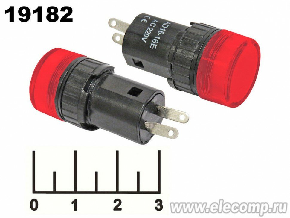 фото Лампа 220V в плафоне LED красная AD16-16E